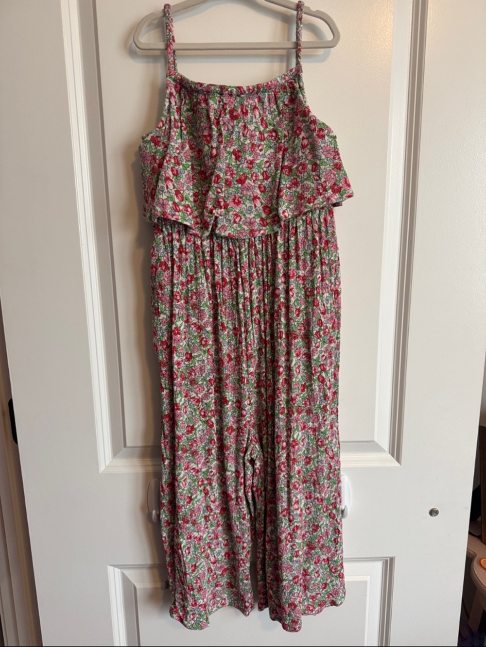 Mini Boden Pink and Green Floral Girls Romper